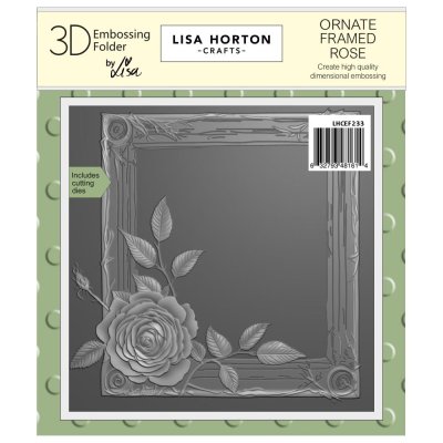 Lisa Horton Crafts Embossing Folder And Die - Ornate Framed Rose