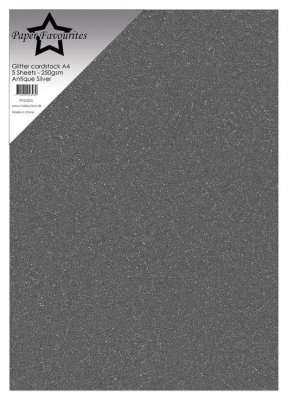 Paper Favourite A4 Glitter Cardstock - Antique Silver