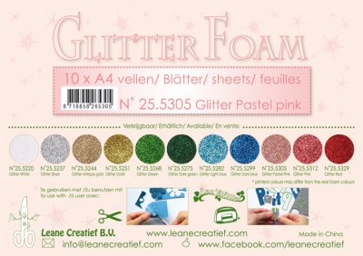 Leane Glitter Foam 1 ark A4 - Pastell Pink