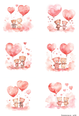 Klippark A4 Hjärtans Nallar