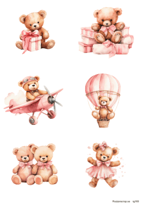 Klippark A4 Rosa Nallar