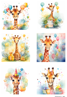 Klippark A4 Grattis Giraffe