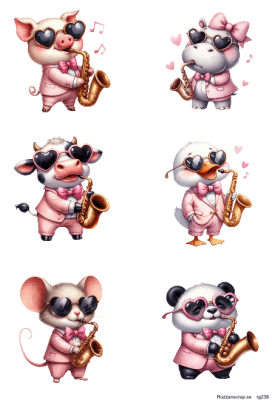 Klippark A4 Coola Djur med Saxofon