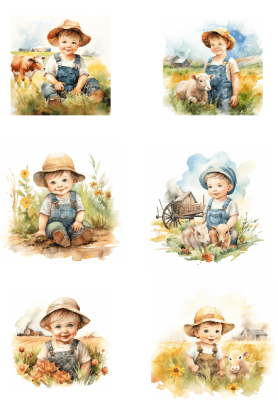 Klippark A4 Söta Farmarbarn 