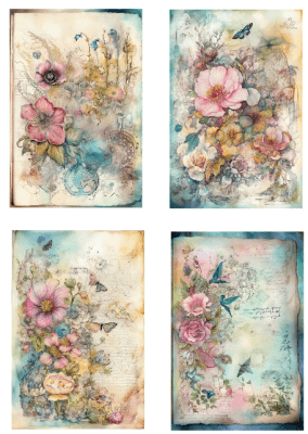 Klippark A4 Blomstermotiv