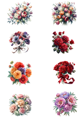 Klippark A4 Blandade Blomsterbuketter 
