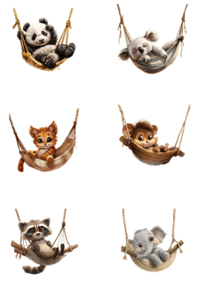 Klippark A4 Vilda djur i hängmatta