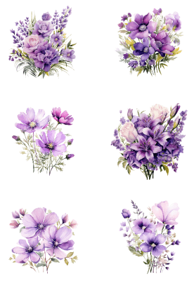 Klippark A4 Lila blommor