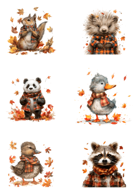 Klippark A4 Söta höstdjur