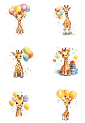 Klippark A4 Giraff med Ballong