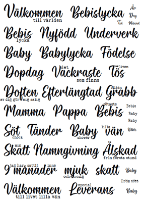 Textark A4 Babylycka Svart text