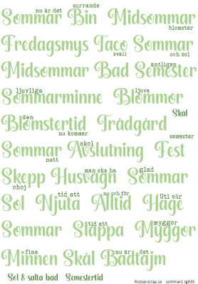 Textark A4 Sommar grön text