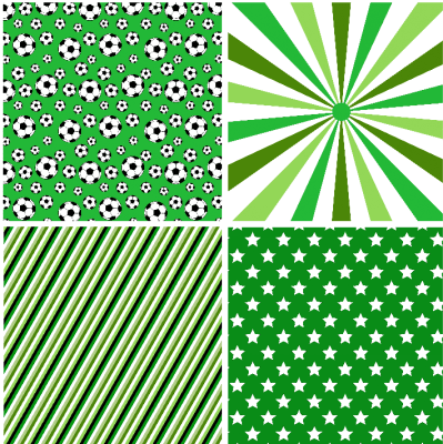 4 motivbilder på papper 12x12 inch - Grön Fotboll 2