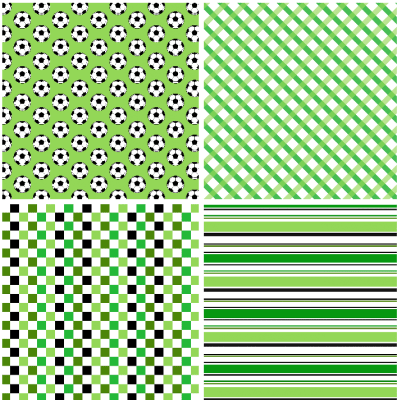 4 motivbilder på papper 12x12 inch - Grön Fotboll 1