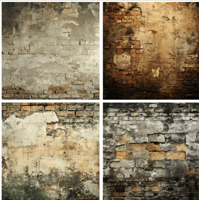 4 motivbilder på papper 12x12 inch - Tegelvägg