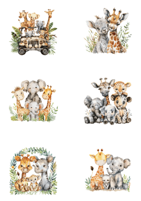 Klippark A4 Söta Djungeldjur