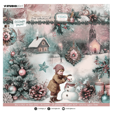 Studio Light 8x8 Collage Paper Pad - Christmas Blush 