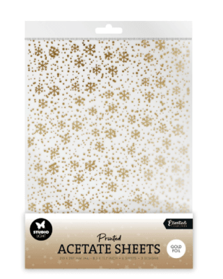 Studio Light Essentials Acetate sheet - Snowflakes Gold