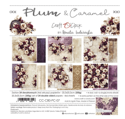 Craft & Clock 8x8 Paper Set - Plum & Caramel 