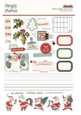 Simple Stories Rub Ons - Simple Vintage Holly Jolly 