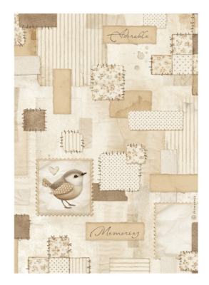 Stamperia A4 Rice Paper - Baby Patchwork Bird 
