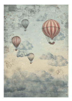 Stamperia A4 Rice Paper - Voyages Fantastiques Air Balloons