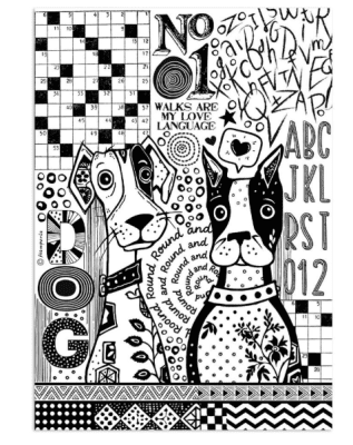 Stamperia A4 Rice Paper - Furry Friends Dogs One Color Print
