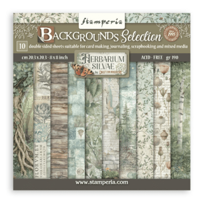 Stamperia 8x8 Maxi Paper Pack - Herbarium Silvae Backgrounds Selection 