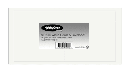 HobbyGros 50 Card/Envelopes 10x10 cm - Pure White