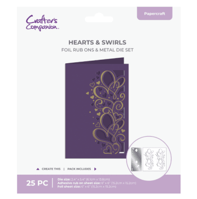 Crafter´s Companion Cut in Edge Foil Rub Ons & Metal Die Hearts & Swirls