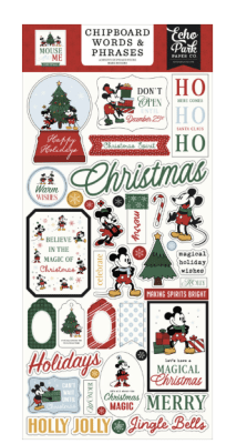 Echo Park Chipboard Word & Phrases - Mouse And Me Christmas