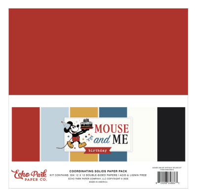 Echo Park 12x12 Paper Pack Solids - Mouse And Me Birthday 