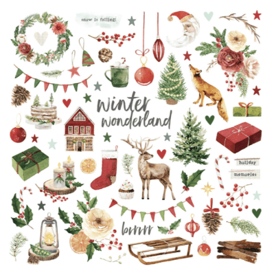 Simple Stories Chipboard Pieces - Vintage Evergreen Memories