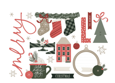 Simple Stories Pages Pieces - Mistletoe & Holly 