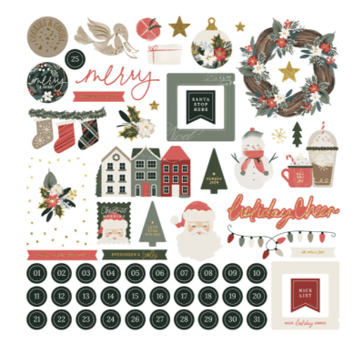 Simple Stories Chipboard Pieces - Mistletoe & Holly 