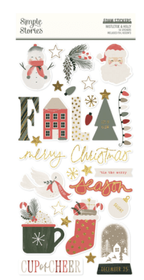 Simple Stories Foam Stickers - Mistletoe & Holly 