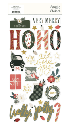 Simple Stories Foam Stickers - Mistletoe & Holly 