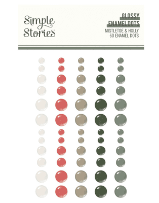 Simple Stories Glossy Enamel Dots - Mistletoe & Holly 