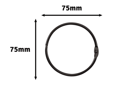 Book Binding Rings 75mm Black 6pcs