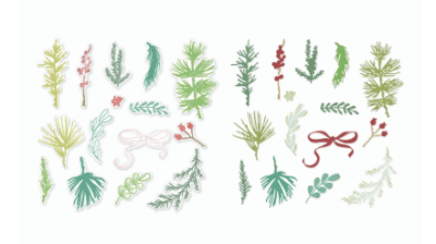 Sizzix Clear Stamp Set & Framelits Dies - Winter Greenery 