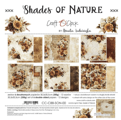 Craft O`Clock 12x12 Paper Set - Shades Of Nature