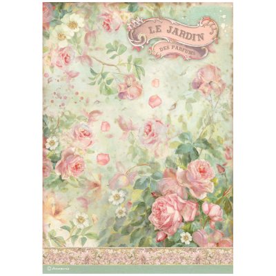 Stamperia A4 Rice Paper - Rose Parfum Le Jardin des Parfums 